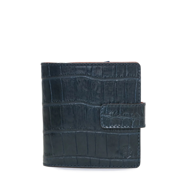 美品 フェリージ アンティークピンク クロコ2つ折財布 1064 イタリア製